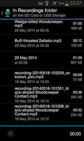 Hi-Q MP3 Voice Recorder recordings screenshot